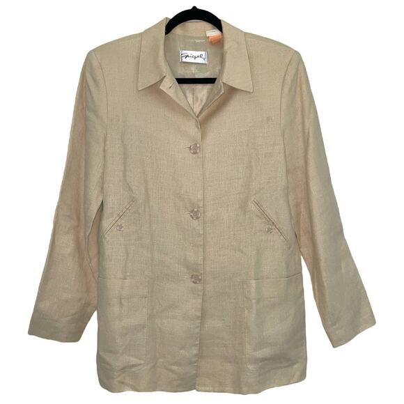 Spiegel Vintage 100% Linen Tan Blazer Coat Size Medium - Picture 1 of 6